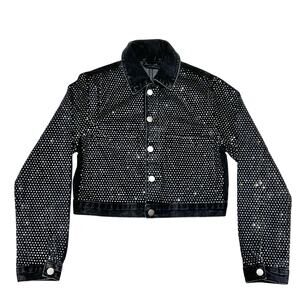 Windsor Denim Jacket Small Black Rhinestones All Over Bedazzled New